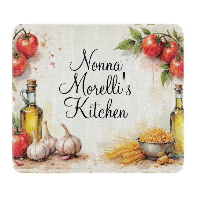 Italienische Küchenchefs Glas Cutting Board Schneidebrett (Vorderseite)
