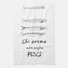 Italienische KüchenSardinen - kursiv zeichnend Zit Geschirrtuch
