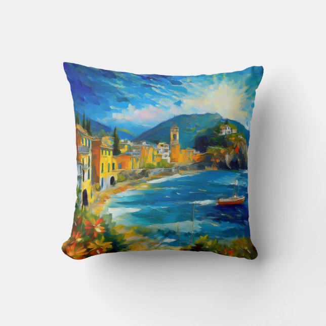 Italienische Küste Mittelmeer Kunst Kissen (Vorderseite)