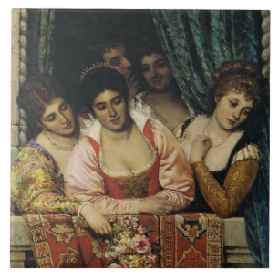 Italienische Ladys auf einem Balkon Fliese