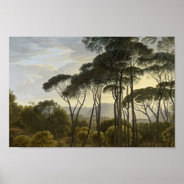 Italienische Landschaft mit Ölgemälden aus Pinien Poster (Vorne)