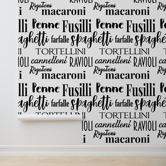 Italienische Lebensmittelpasta - Bezeichnung Typog Tapete (Anwendung)