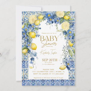 Italienische Lemon Blue Tiles Italy Baby Dusche Einladung