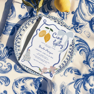 Italienische Lemon Boys Babydusche Einladung