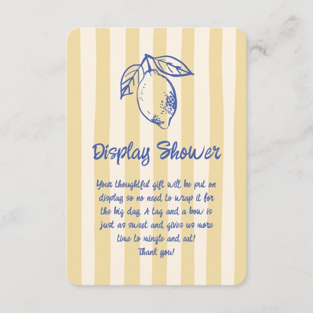 Italienische Lemon Doodle Hand Drawn Display Dusch Begleitkarte (Vorderseite)