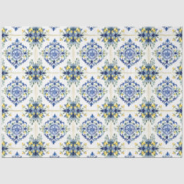 Italienische Lemon Floral Tile Blau und Weiß Decou Seidenpapier
