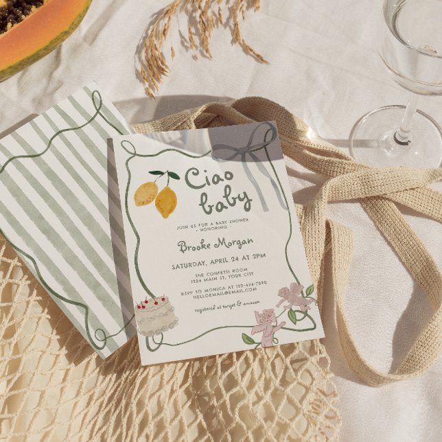 Italienische Lemon Gender Neutral Baby Dusche Einladung (Italian Lemon Gender Neutral Baby Shower Invite)