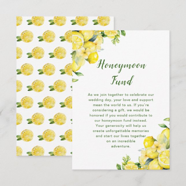Italienische Lemon Greenerity Frame Wedding Begleitkarte (Vorne/Hinten)