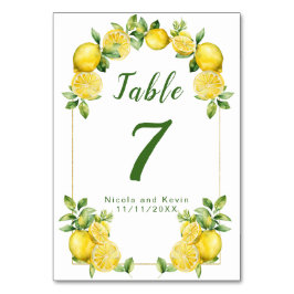 Italienische Lemon Greenerity Frame Wedding Tischnummer