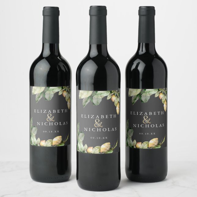 Italienische Lemon Grove Personalisiert Wedding Weinetikett (Flaschen)