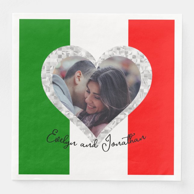Italienische Liebe Flag Italienisches Herz Serviette (Vorderseite)