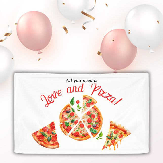 Italienische Liebe & Pizza Party Slice Brautparty Banner (Von Creator hochgeladen)