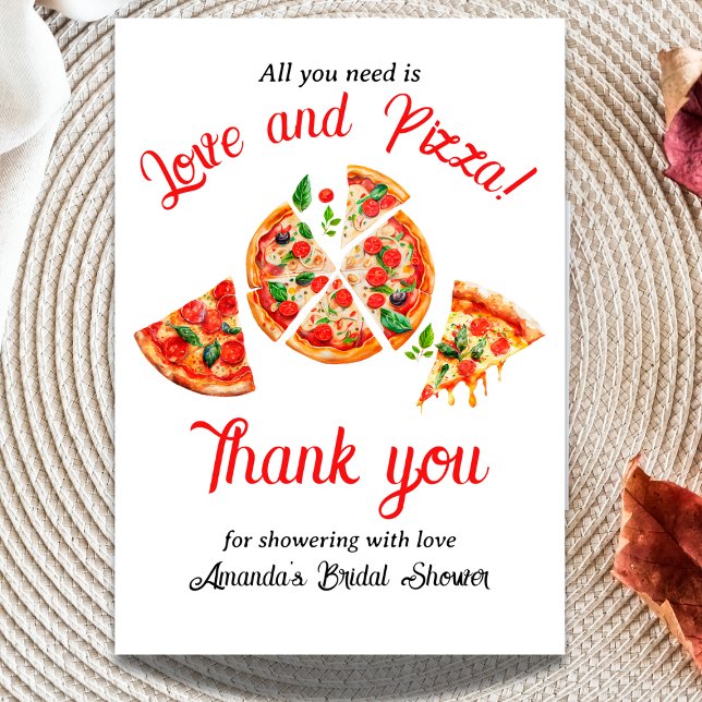 Italienische Liebe & Pizza Party Slice Brautparty Dankeskarte (Von Creator hochgeladen)