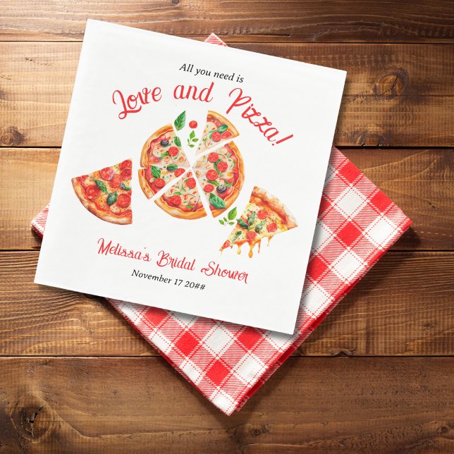 Italienische Liebe & Pizza Party Slice Brautparty Serviette (Von Creator hochgeladen)