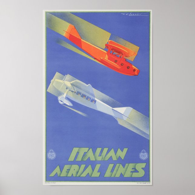 Italienische Luftlinien - Vintage Travel Aviation Poster (Vorne)