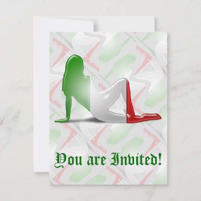 Italienische Mädchen-Silhouette-Flagge Einladung (Vorderseite)