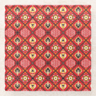 Italienische Majolika: bestickt mit floralen Tile. Glasuntersetzer