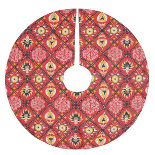 Italienische Majolika: bestickt mit floralen Tile. Polyester Weihnachtsbaumdecke