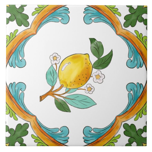 Italienische Majolika-Frucht  Fliese (Vorderseite)
