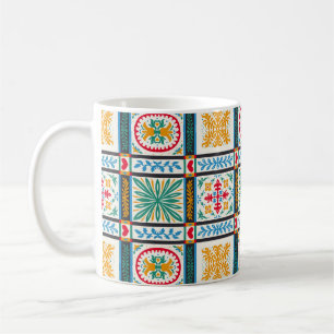 Italienische Majolika Stickerei: mediterrane Flora Kaffeetasse
