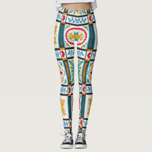 Italienische Majolika Stickerei: mediterrane Flora Leggings
