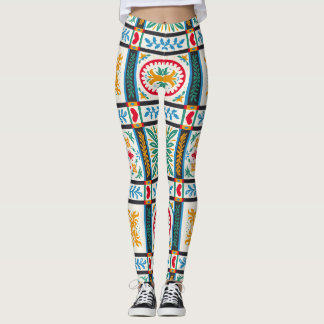 Italienische Majolika Stickerei: mediterrane Flora Leggings