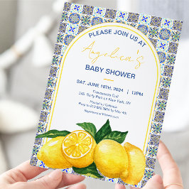 Italienische Mediterrane Lemon Mosaik Babydusche Einladung