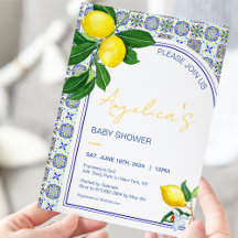Italienische Mediterrane Lemon Mosaik Babydusche