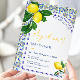 Italienische Mediterrane Lemon Mosaik Babydusche Einladung