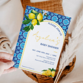 Italienische Mediterrane Lemon Mosaik Babydusche Einladung