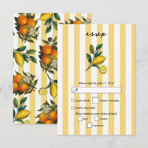 Italienische Mittelmeer-Zitrus-Lemons Hochzeit RSVP Karte