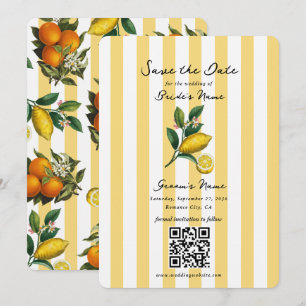 Italienische Mittelmeer-Zitrus-Lemons Hochzeit Save The Date