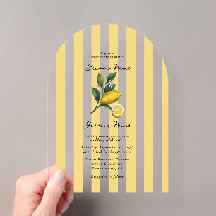Italienische Mittelmeer-Zitrus-Limonien-Hochzeit Acryleinladungen