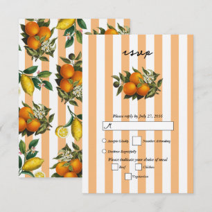 Italienische Mittelmeer-Zitrus-Orangen-Hochzeit RSVP Karte