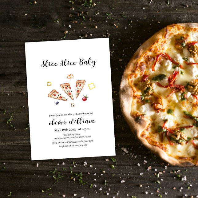 Italienische moderne Slice Slice Baby Pizza Baby D Einladung (Italian Modern Slice Slice Baby Pizza Baby Shower Invitation)