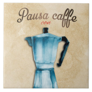 Italienische Moka-Kaffeekanne Aquarell-Kunst Fliese