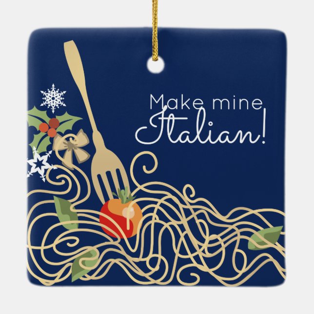 Italienische Nahrungsmittelspaghettiteigwaren Keramikornament (Rückseite)