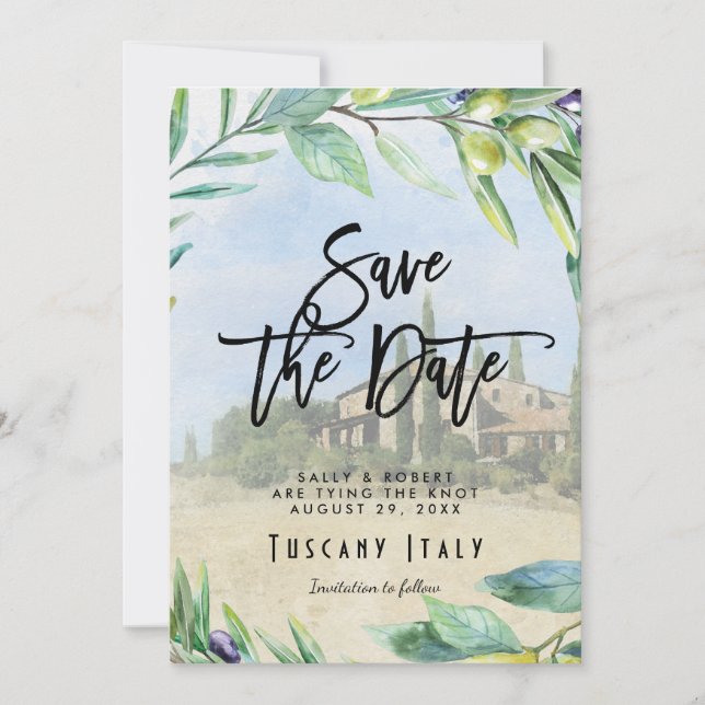 Italienische Oliven Hochzeit Toskana speichern Sie Dankeskarte (Vorderseite)