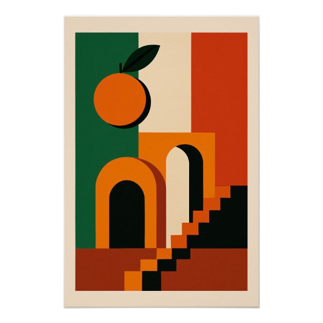 Italienische Orange - Sonne und Architektur Poster (Vorderseite)
