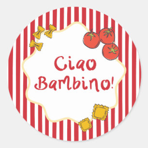 Italienische Pasta Ciao Bambino Babyparty Runder Aufkleber