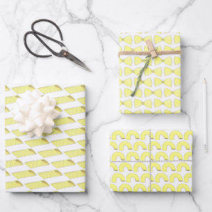 Italienische Pasta Shapes Penne Bowtie Elbow Macar Geschenkpapier Set