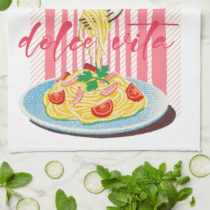 Italienische Pasta Spaghettis Geschirrtuch