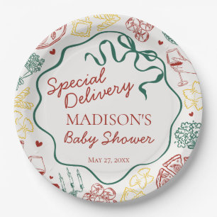 Italienische Pasta-Speziallieferung-Baby-Party Pappteller