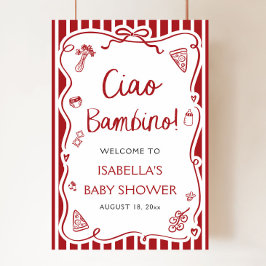 Italienische Pizza Ciao Bambino Babydusche Willkom Poster