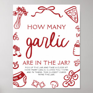 Italienische Pizza Errate wie viele Knoblauch-Baby Poster