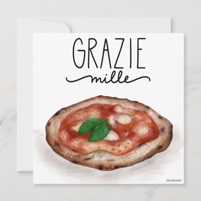 Italienische Pizza Grazie Mille Dankeskarte (Vorderseite)