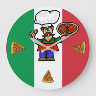 Italienische Pizza Man Wall Clock Große Wanduhr