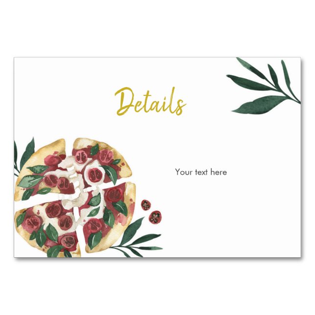 Italienische Pizza Probe Dinner Beilage Karte (Vorderseite)