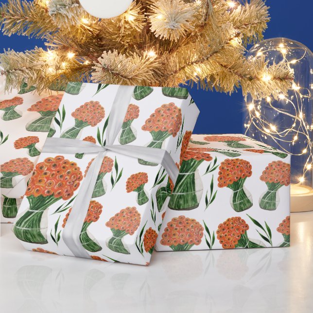 Italienische Ranunculus Orange Wasserfarbe Geschenkpapier (Feiertage)