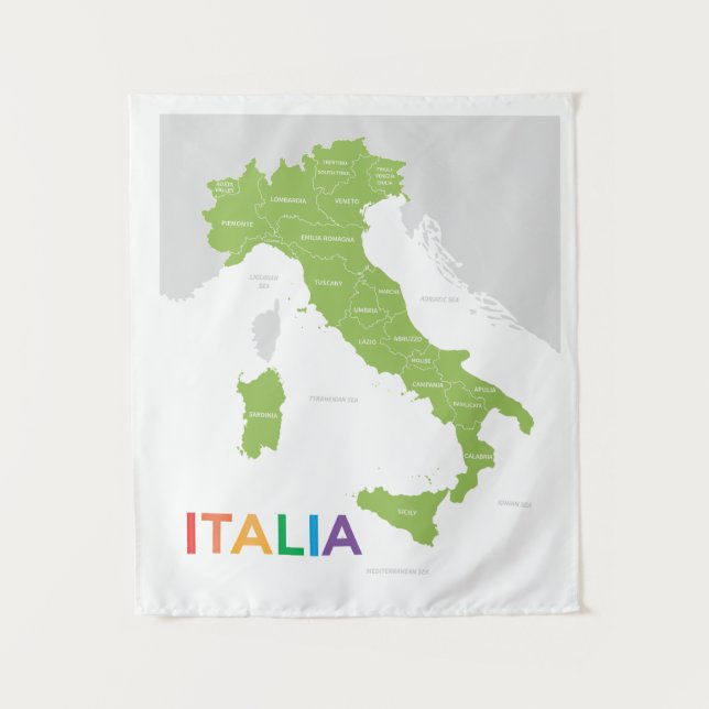 Italienische Region Karte Wandteppich (Vorderseite)